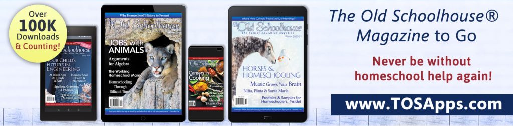 The Old Schoolhouse Magazine free mobile app on two phone screens and two tablets