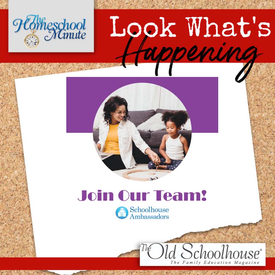 a woman homeschooling a school-age girl and the word Join Our Team! Schoolhouse Amabassadors